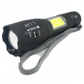 Lámpara linterna táctica LED T6-29 recargable USB con LED COB lateral