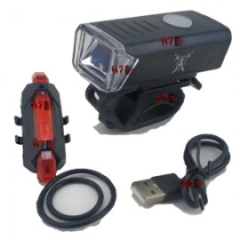 Kit luces para bicicleta recargables USB HY025