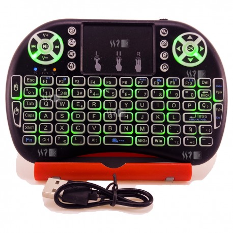 Mini teclado inalámbrico retroiluminado con touch pad recargable