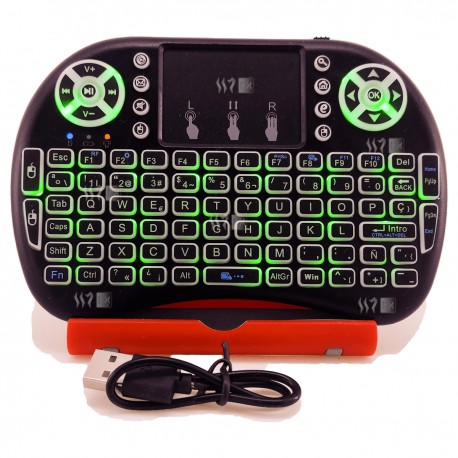Mini teclado inalámbrico retroiluminado con touch pad recargable
